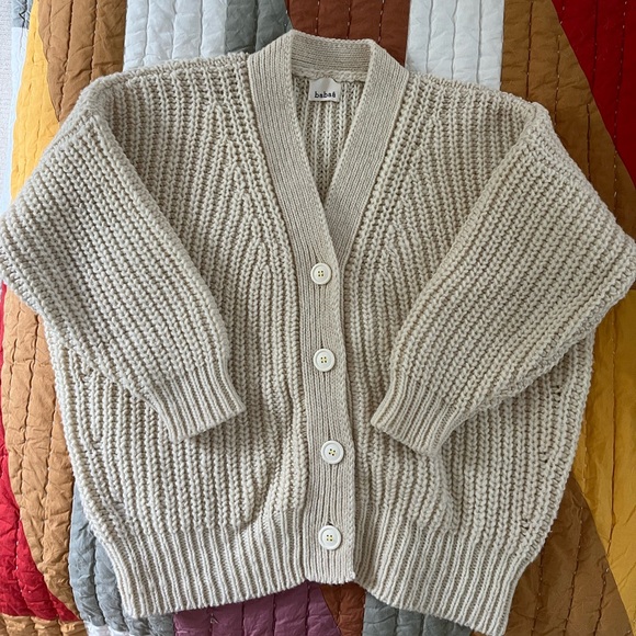 Babaa Sweaters - Babaa No19 Wool Cardigan in Natural ivory
